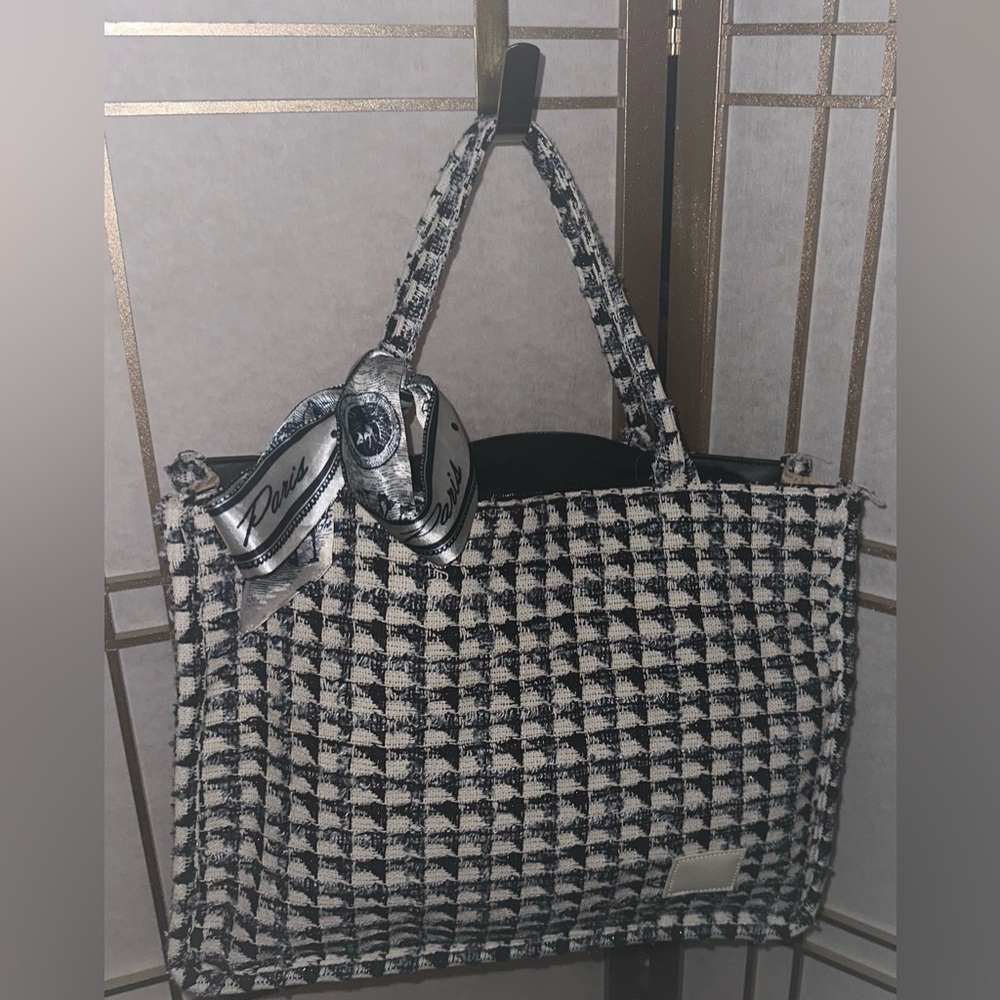Blue Checkered Tote Bag